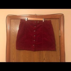 Burgundy corduroy skirt.